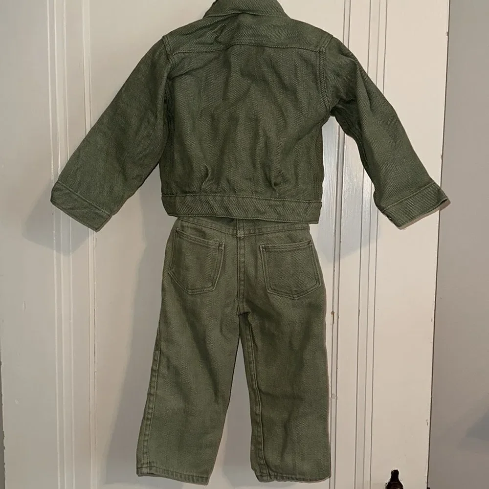 Vintage 70s‎ Sears green denim jean jacket/pants & matching western shirt
